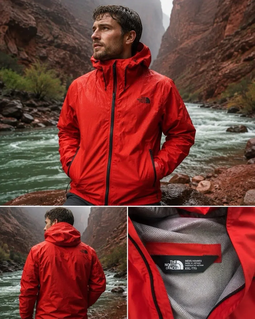 The North Face Men's Dry Vent Rain Jacket, Size XXL Red